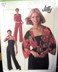 7748  Simplicity JIFFY 76 STRAPS OR NOT JUMPSUIT,  TIE JACKET PATTERN 12 OR 6 AND 8 COMBO CHOICE